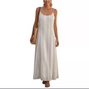 Calypso St. Barth linen-blend striped maxi dress